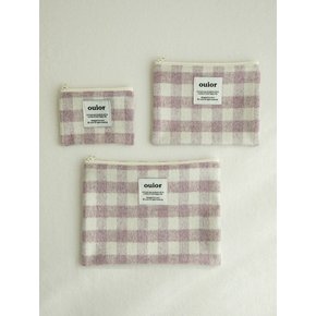 flat pouch_wool check french lilac