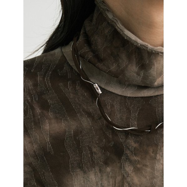 Steel & Thread necklace (Suede brown)