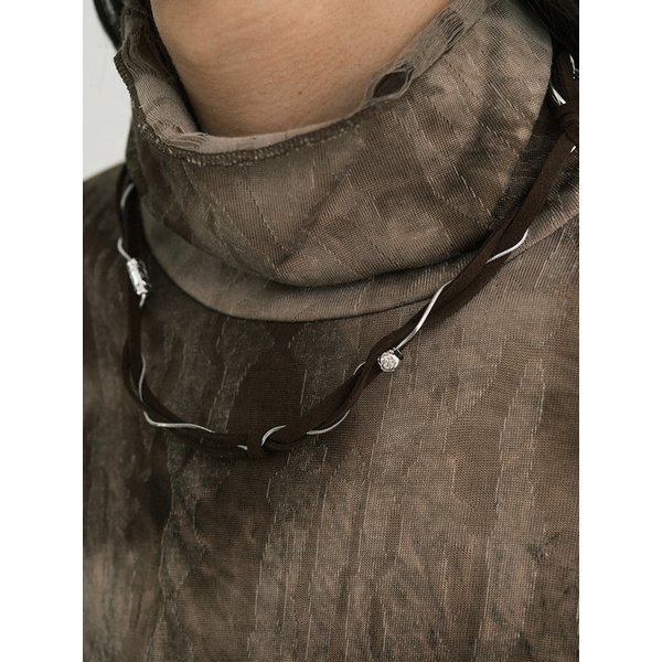 Steel & Thread necklace (Suede brown)
