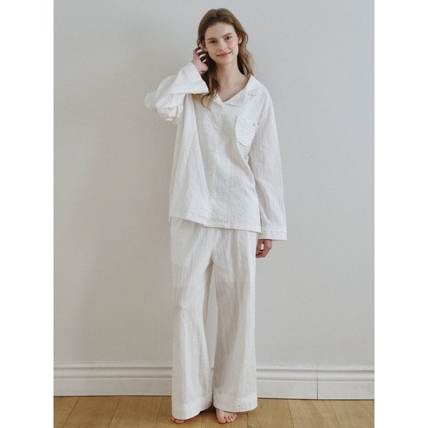 블랑슈 레이스 롱 코튼 파자마 SET