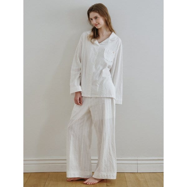 블랑슈 레이스 롱 코튼 파자마 SET