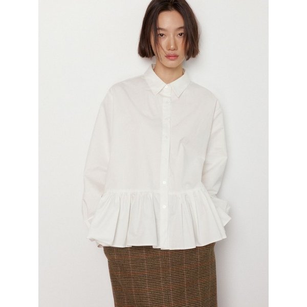 [2차]에센셜 오버핏 프릴셔츠 - 화이트