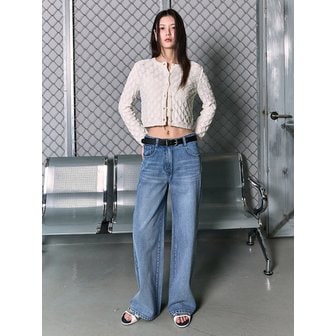 구호 플러스 Washed Semi Wide Denim Pants  Blue (KE6121M53P)