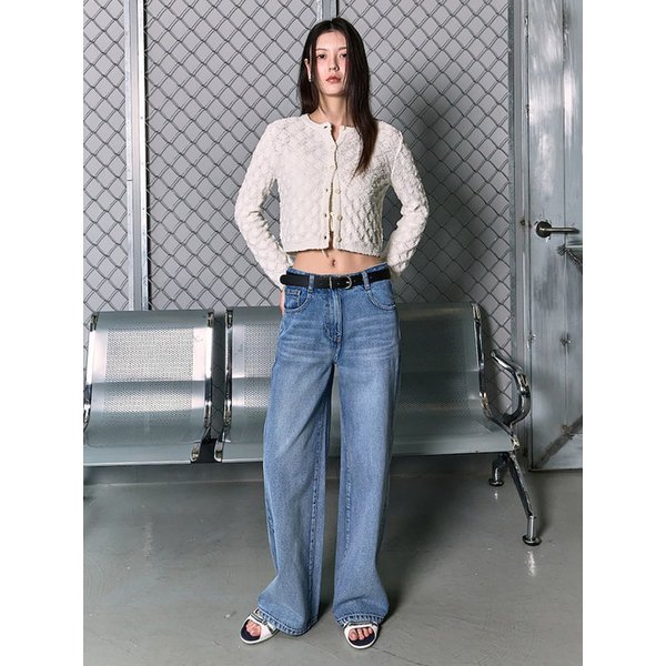 Washed Semi Wide Denim Pants  Blue (KE6121M53P)