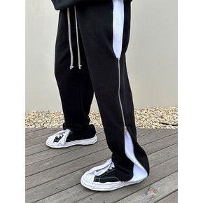 WIDE SWEAT SIDE ZIPPER PANTS (BLACK&WHITE)