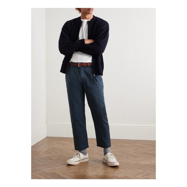 프리즘웍스 호워스 테이퍼드 크롭 플리츠 코튼 트윌 팬츠 1647597344065615