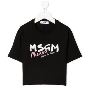 키즈 로고 프린트 크롭 티셔츠 21SS 블랙 MS026939 110