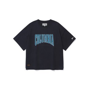 CRACK LOGO WOMEN SEMI-CROP S/S T-SHIRTS 크라운네이비