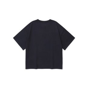 CRACK LOGO WOMEN SEMI-CROP S/S T-SHIRTS 크라운네이비