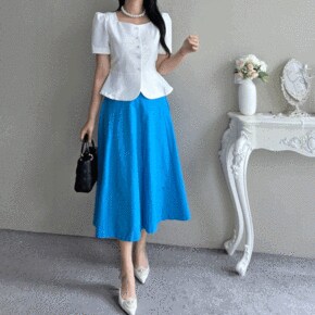 지엘리 린넨 트임 A라인 플레어 롱 스커트 2COLOR _P401639286