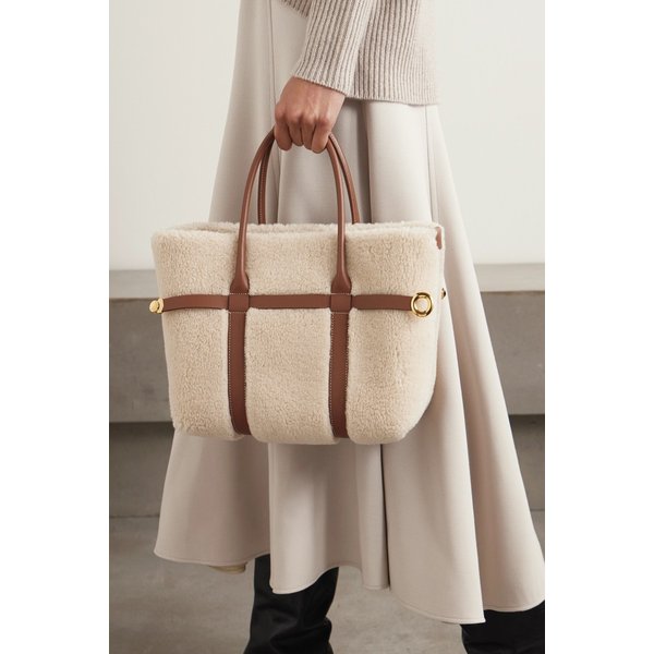 기에라 스몰 가죽 트리밍 캐시미어 및 실크 혼방 플리스 토트 46376663162922713