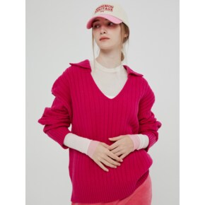 [21FW] WIDE COLLAR KNIT - HOT PINK