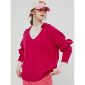 [21FW] WIDE COLLAR KNIT - HOT PINK