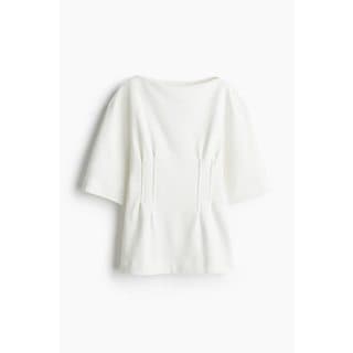 H&M 웨이스트라인 티셔츠 화이트 1274577003
