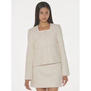 CLASSY BOUCLE TWEED JACKET - CREAM