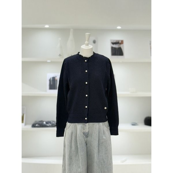 [여주점] 여성 러플넥 진주 버튼 니트 가디건 (D252KSL036)