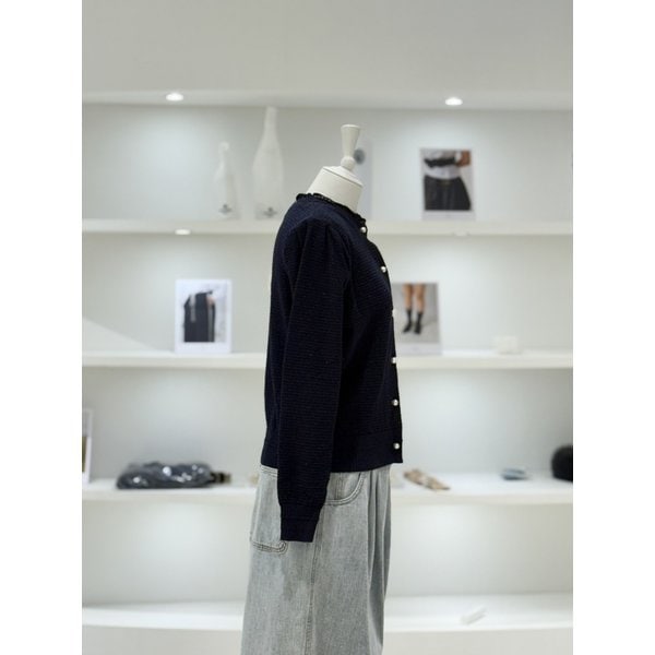 [여주점] 여성 러플넥 진주 버튼 니트 가디건 (D252KSL036)