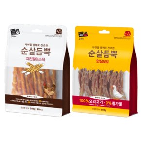 건강한 간식 순살듬뿍 300g (안심오리 1개 + 치킨말이 1개) ( 합 2개 )