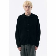 Black Chenille Collar Cardigan_CWWAW24711BKX