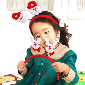 크리스마스 더블 인형 머리띠(1p) 크리스마스 산타 눈사람 머리띠