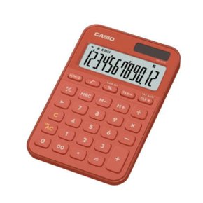 HJ 카시오 탁상용 대형 LCD 12자리 계산기 MS-20YC 브릭 레드