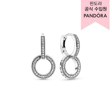 판도라 [백화점 보증서 제공] 스파클링 더블 후프 이어링 299052C01