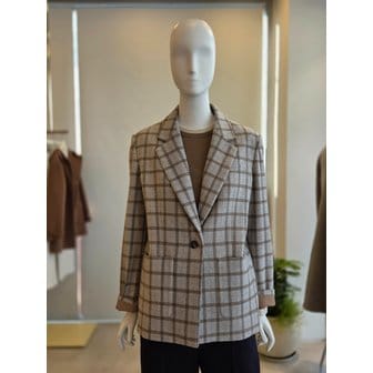 더아이잗 [여주점] [더 아이잗] 여성 울 체크 싱글 원버튼 재킷 (IS2A0JK011)
