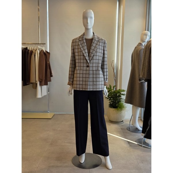 [여주점] [더 아이잗] 여성 울 체크 싱글 원버튼 재킷 (IS2A0JK011)