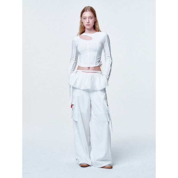 Ruffle wrap belt White