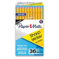 Yellow Paper Mate Pencils SharpWriter 연필 0.7mm HB Yellow 36개입