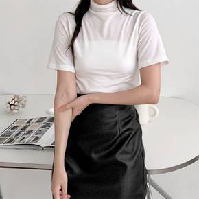 / 2장 얇은 속티 겨울반팔 기모폴라티 반목 티셔츠_5