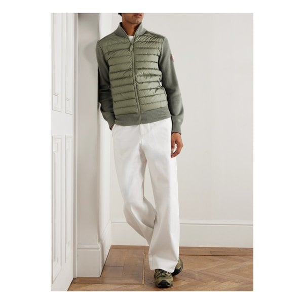 하이브릿지 슬림핏 퀼팅 다운 셸 메리노 울 재킷 그린 46376663162932260