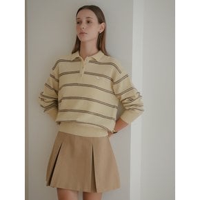 Natural stripe collar wool knit_Beige