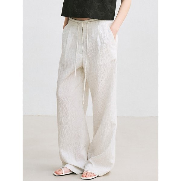 stripe drawstring parachute pants (ivory)