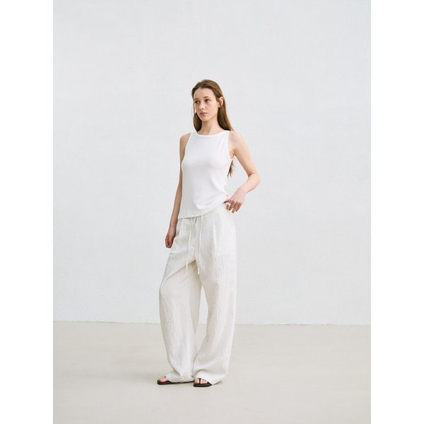 stripe drawstring parachute pants (ivory)