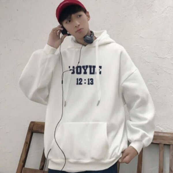 남자 기모안감 레터링 후드 포켓 오버핏 맨투맨 OC-TSA-SWFGY5I8