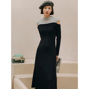 LS_Half turtleneck cut out knit dress_BLACK