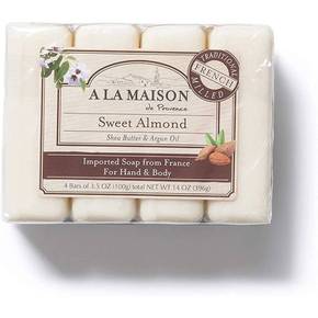 알라메종 스위트 아몬드 솝 비누 A LA MAISON Sweet Almond Bar Soap 100g 4개입