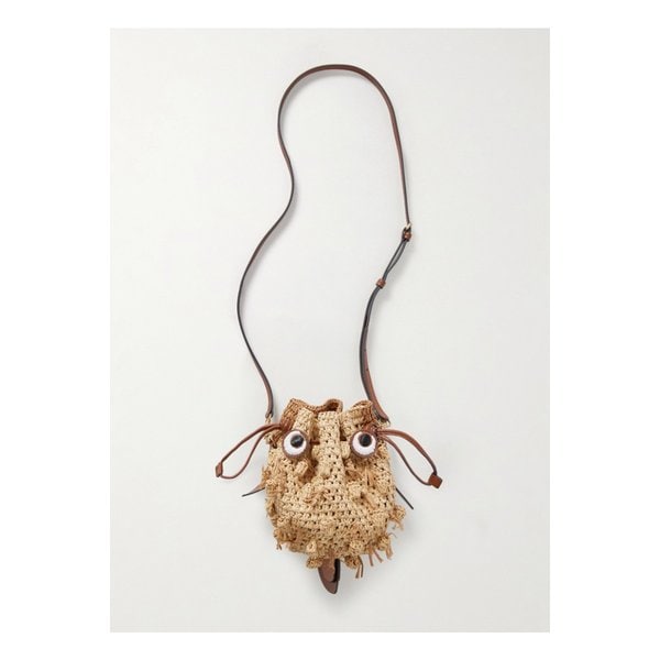 블로우피시 가죽 트리밍 라피아 숄더 백 뉴트럴 46376663162892975