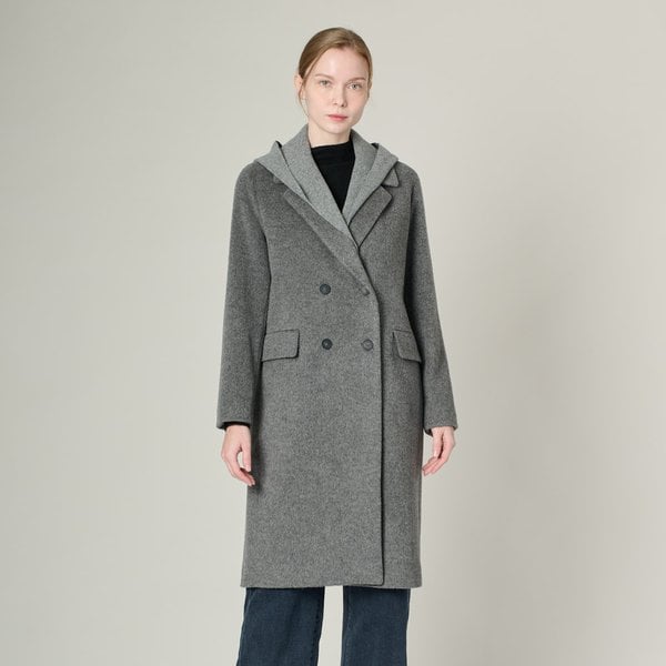 [여주점] 올앤선드리 니트후드 워머 브레스티드 더블 코트 A4WAH824