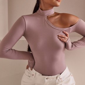 SOFT SKIN ONE SIDE OPEN SHOULDER BODYSUIT_T216BS303