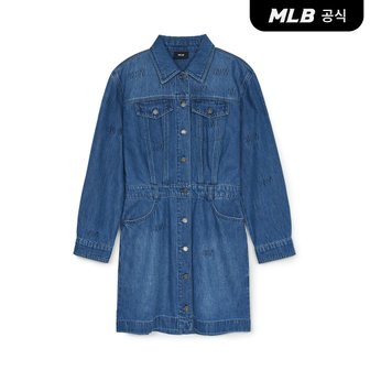 MLB [코리아공식] 여성 클래식 모노그램 볼륨 엠보 믹스 데님 원피스NY(In)