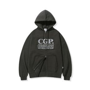 CGP 스퀘어 로고 데미지 후드 집업 CBFSUTC005