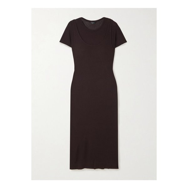 리셋 로지 레이어드 골지 저지 미디 드레스 초콜릿 1647597360163509