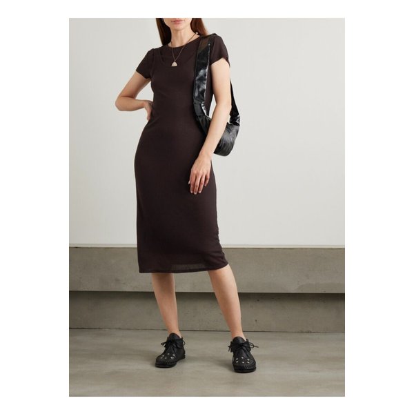 리셋 로지 레이어드 골지 저지 미디 드레스 초콜릿 1647597360163509