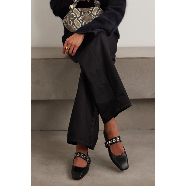 에이디 우마 아이렛 장식 가죽 메리 제인 발레리나 플랫 46376663162976815