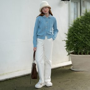 Cest_White corduroy wide-leg pants