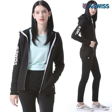 케이스위스 [케이스위스(K-SWISS)] 사이드 텍스트 로고 스트링 후드 집업점퍼