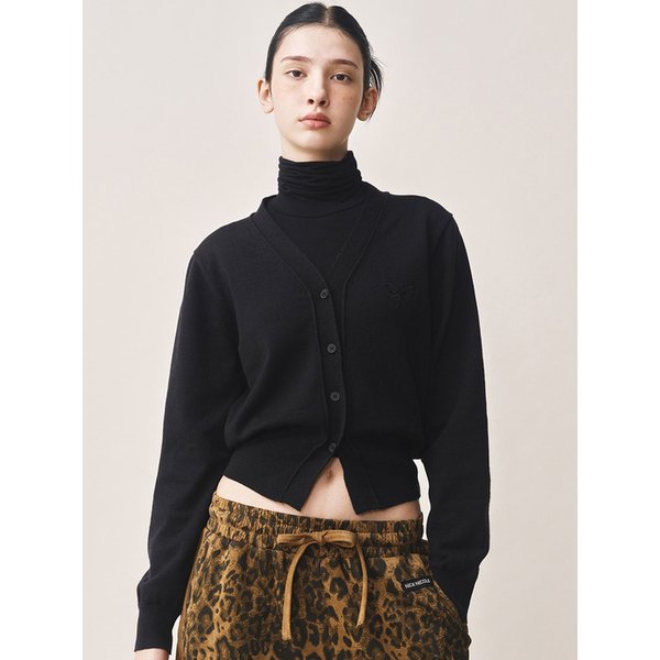 MINI BUTTERFLY SOFT V-CARDIGAN_BLACK