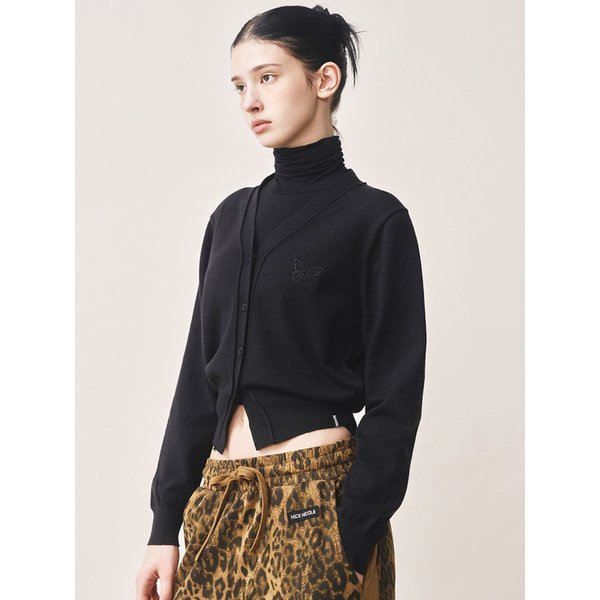 MINI BUTTERFLY SOFT V-CARDIGAN_BLACK